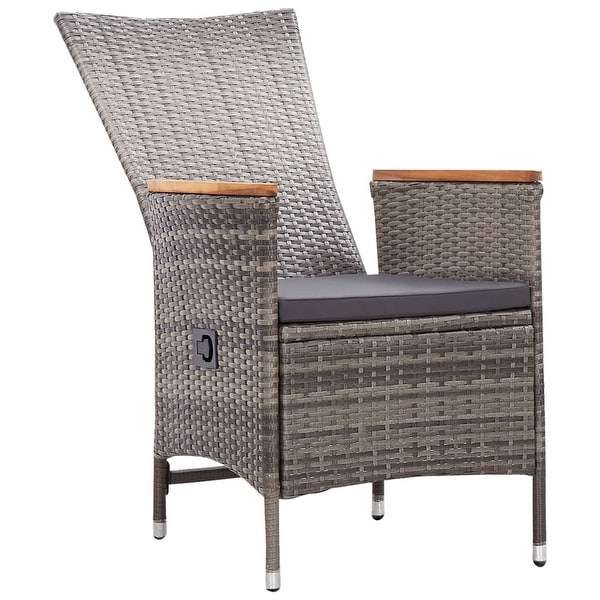 vidaXL Patio Chairs 2 pcs with Cushions Poly Rattan Gray