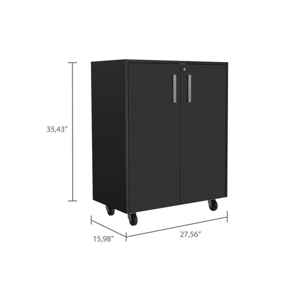 Southrock Rectangle Storage Cabinet Base Black Wen...