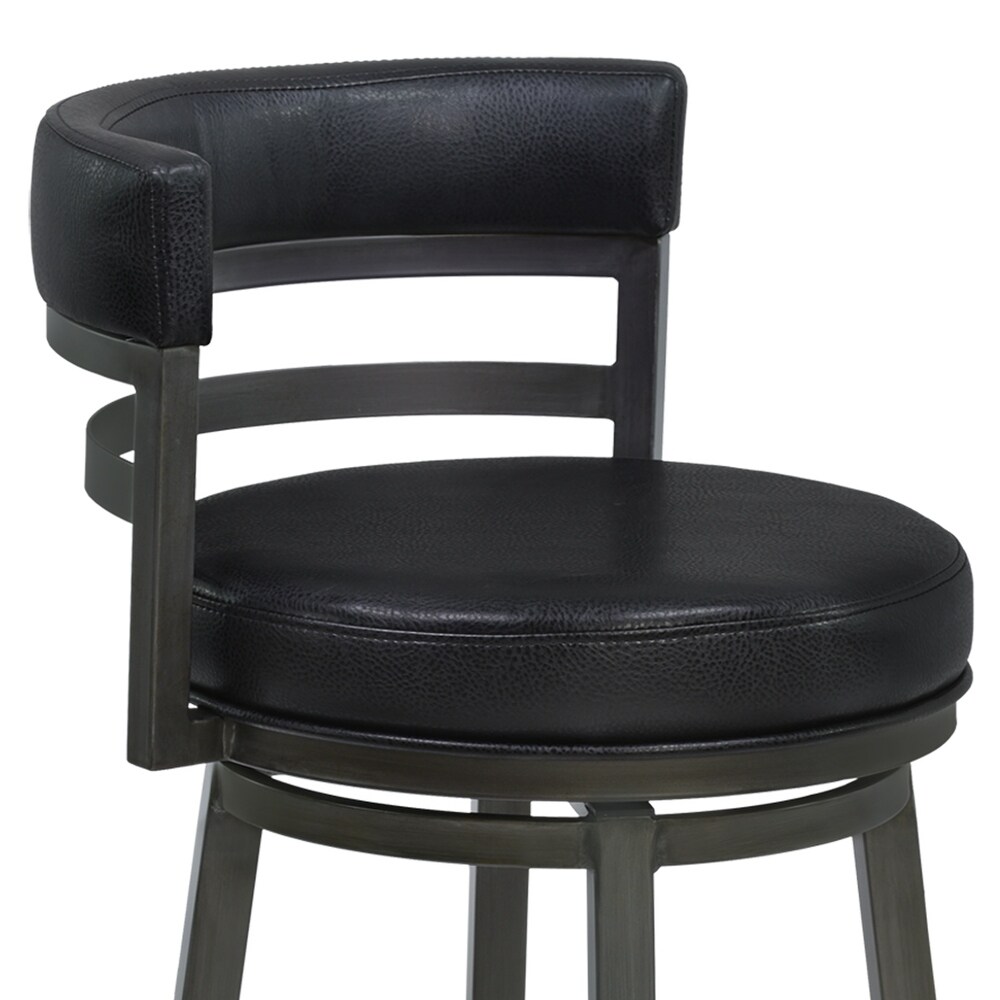 Madrid Modern Swivel Counter/Bar Stool in Faux Leather and Metal