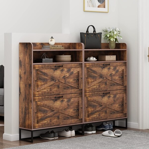 Auromie Freestanding Shoe Storage Cabinets Rustic - - 37764722