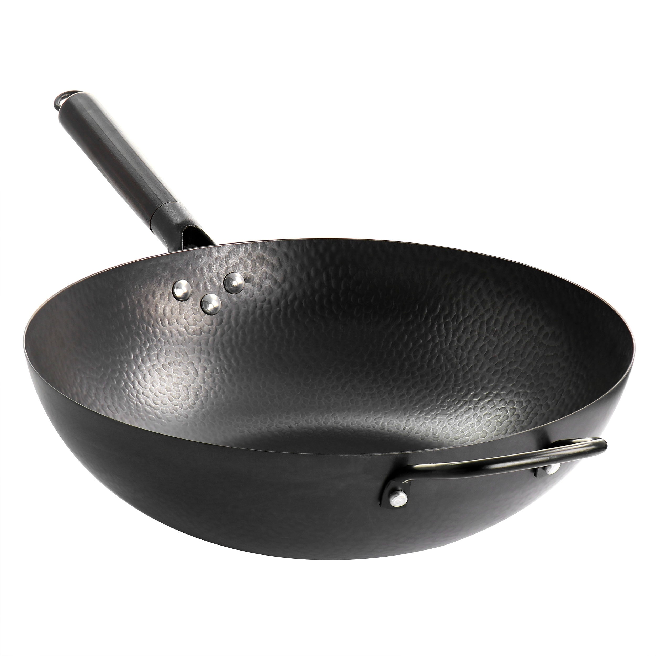 13 Inch Heavy Gauge Carbon Steel Wok in Black