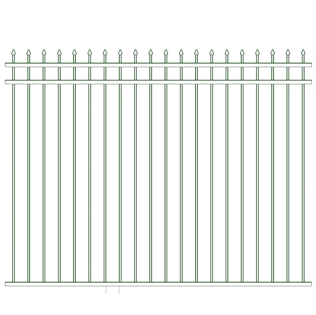 Powder coated 3 rails spear top flat bottom welded aluminium  metal garden fence panels 1200mm x 2400mm