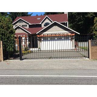 ALEKO London Style 12 ft. x 6 ft. Black Steel Single Slide Driveway Fence Gate DG12LONSSL-HD