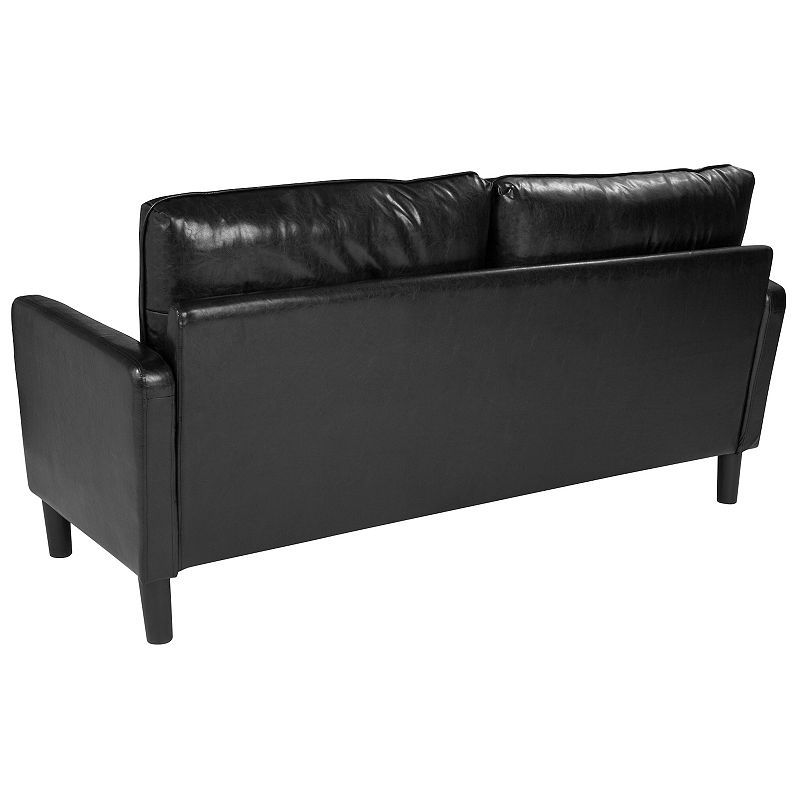 Emma and Oliver Living Room Sofa Couch with Straight Arms in Black LeatherSoft