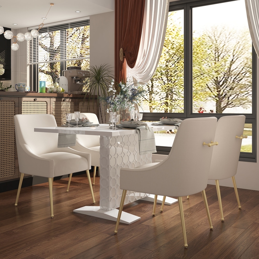 Clihome Glossy Wood Extendable Dining Table for 6 People