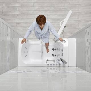 Ella Wheelchair Transfer32 52 in. Acrylic Walk-In Whirlpool and MicroBubble Bathtub in White Fast Fill Faucet LH Dual Drain OLA3252HM-L-2P