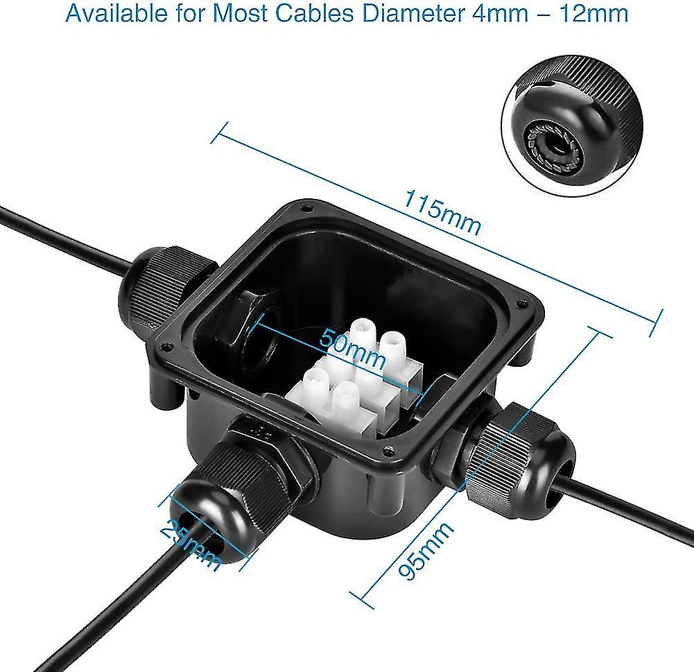 Set Of 5 Waterproof Junction Boxes Ip68 230 V Black