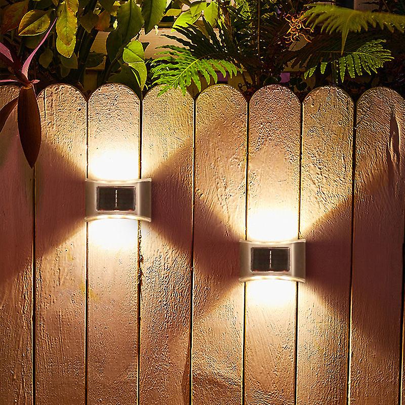 2pc Solar Led Wall Lamp Outdoor Waterproof Wall Light For Balcony Patio Courtyards Fence Lamps Garden Decor Solar Outdoor Wall Light