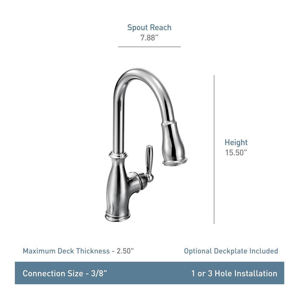 MOEN Brantford Single-Handle Pull-Down Sprayer Kitchen Faucet with Reflex and Power Boost in Oil Rubbed Bronze 7185ORB