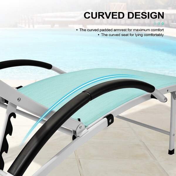 Crestlive Outdoor Adjustable Reclining Chaise Lounge Chair with Arms and Headrest，Aluminum or Steel Frame Options