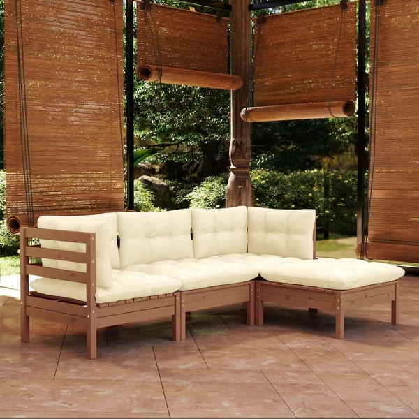 vidaXL Solid Pinewood Patio Lounge Set 5 Piece with Cushions Multi Colors