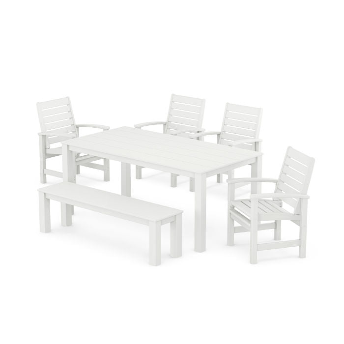 Polywood Signature 6-Piece Parsons Dining Set with Bench PWS2345-1