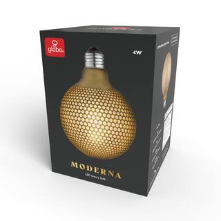 Globe Electric Moderna 40-Watt Equivalent E26 Base G40 Shape Luxury Oversized Frosted LED Filament Light Bulb Copper Hexagon Design 35042