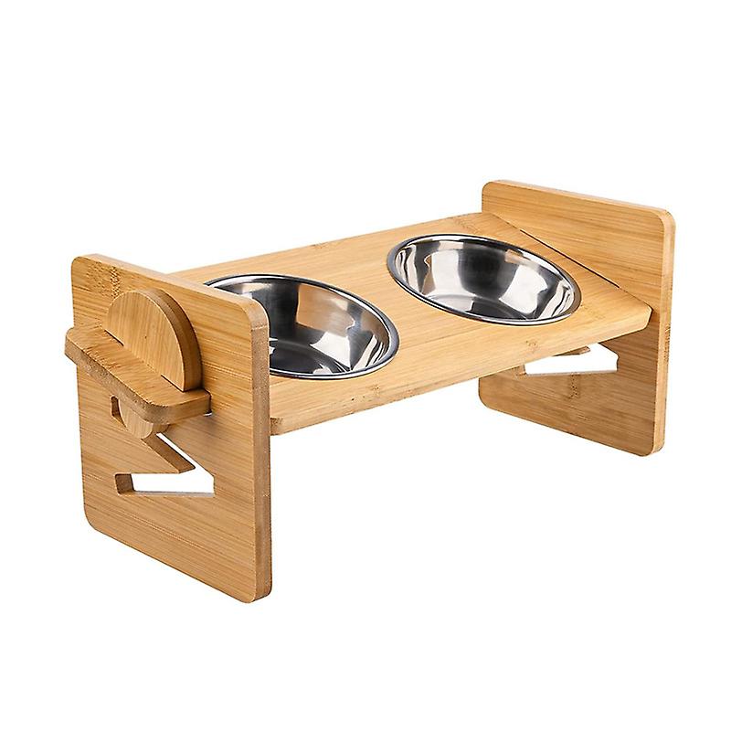 Elevated Dog Bowls For Small Dogs And Cats - Adjustable Raised Pet Double Bowl For Food And Water， Tilt Feeder Dispenser Stand Bowls And 2 Stainless S