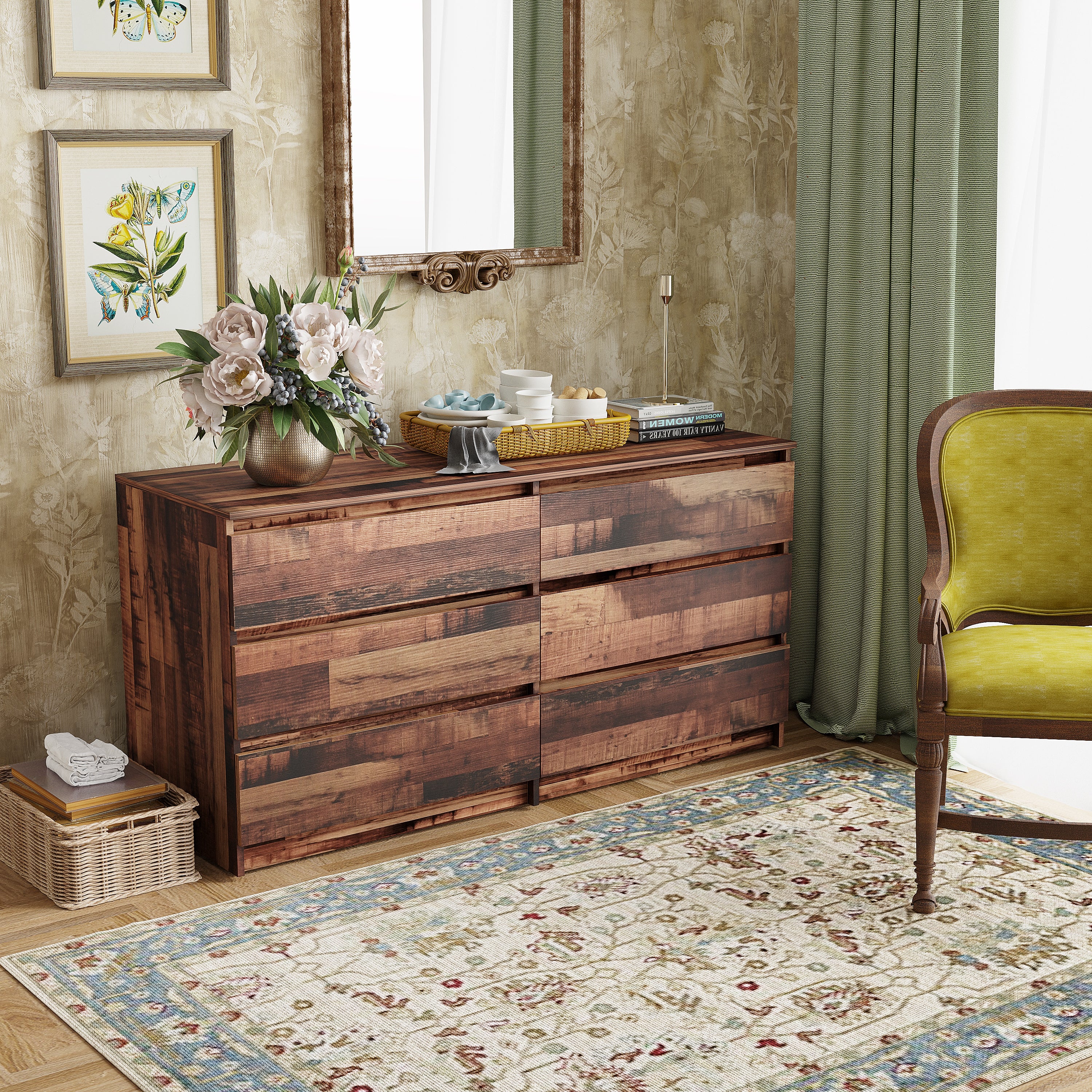 6 Drawer Dresser， Wood Storage Cabinet - - 37210152