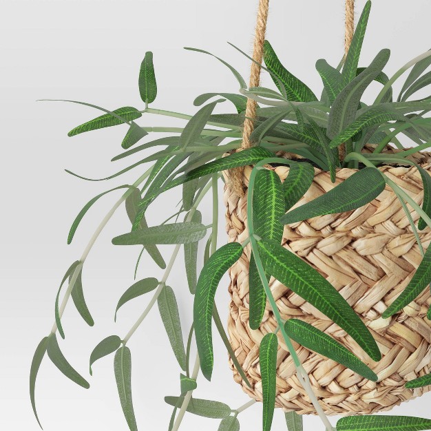 Faux Salix Leaf In Woven Pot Wall Sculpture Green