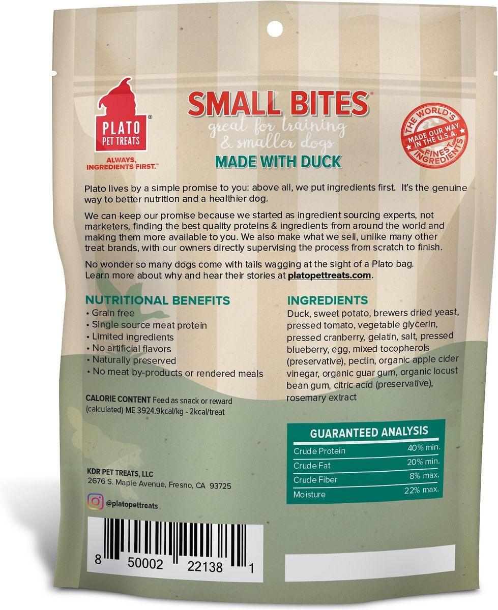 Plato Small Bites Duck Grain-Free Dog Treats