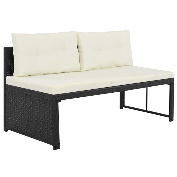 4 Piece Patio Lounge Set Poly Rattan Black - Overstock - 36363499