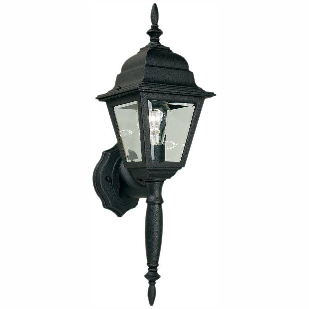 Hampton Bay Hampton Bay 19.75 in. Black 1-Light Outdoor Line Voltage Wall Sconce with No Bulb Included HB7023P-05