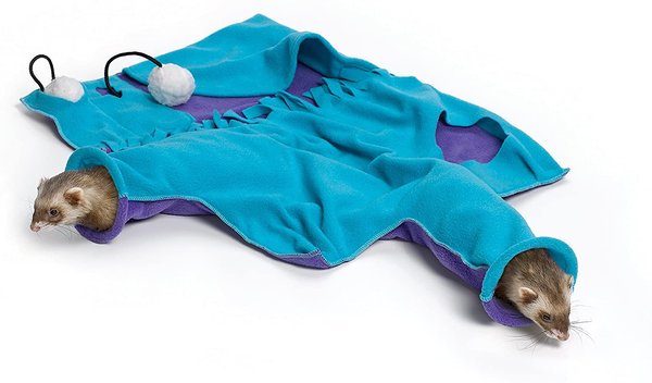 MidWest Ferret Nation and Critter Nation Busybody Blankie Ferret Hideout and Toy， Purple and Teal