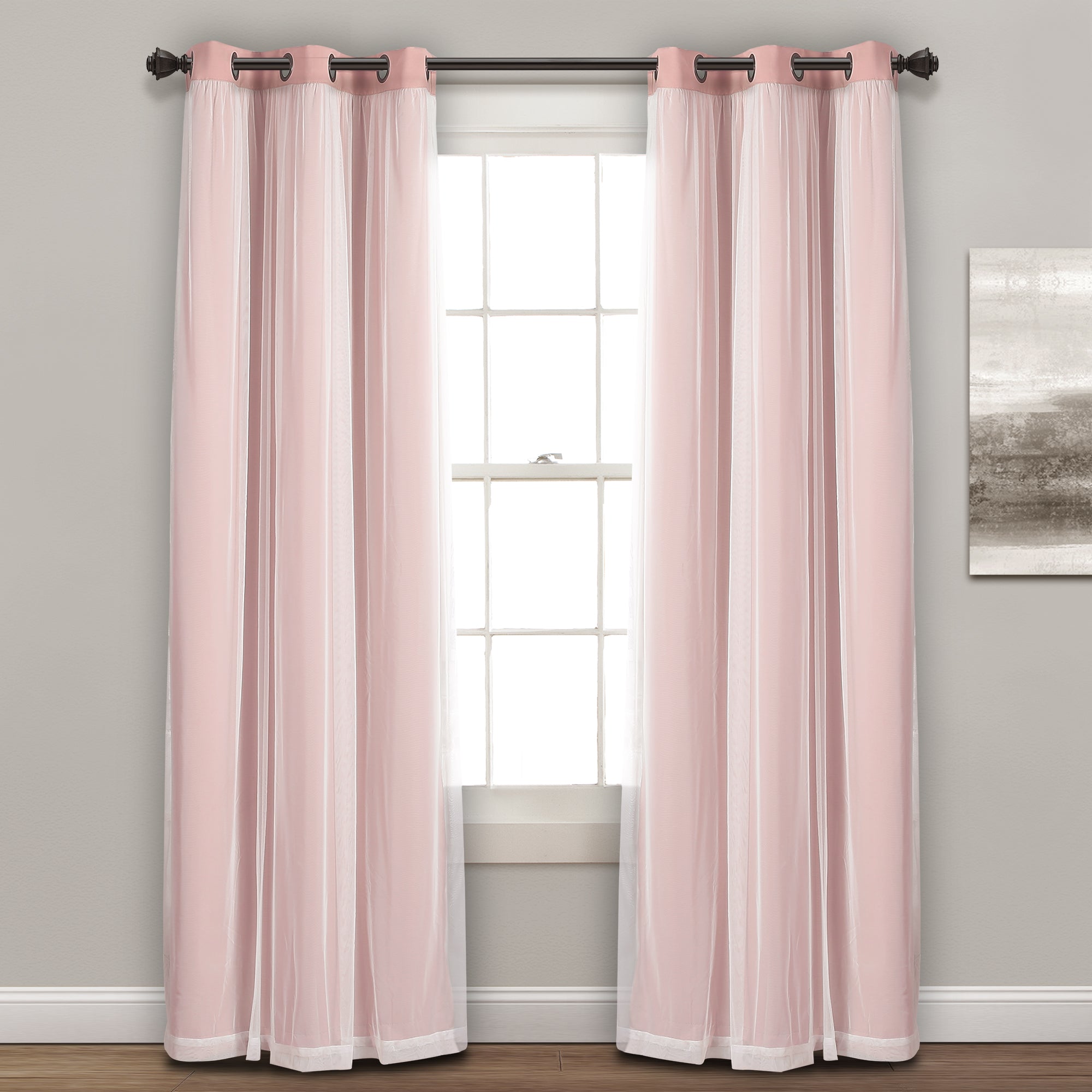 Grommet Sheer With Insulated Blackout Lining Curtain Panel Set