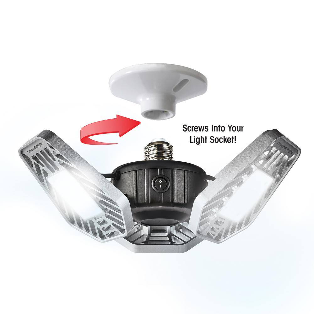 BEYOND BRIGHT 3500 Lumens 11.5 in. Single Pole Occupancy LED Flush Mount Garage Light BEBR-MC4