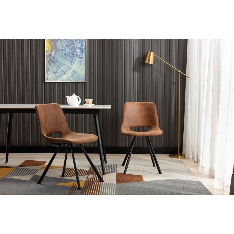 Home Beyond Synthetic Leather Dining Chairs Set of 2 PC Brown UC-14BRN