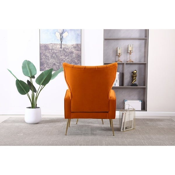 Velvet Accent Chair with Ottoman Modern Upholstered Tufted Armchair， Comfy Single Sofa Lounge Chair with Golden Metal Legs