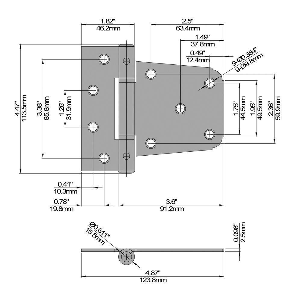 Everbilt 3-12 in. x 4-12 in. Zinc-Plated Heavy Duty Tee Hinge 15064