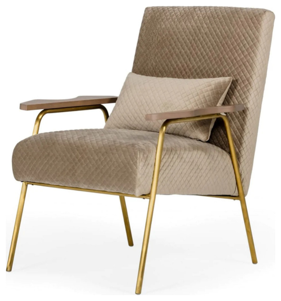 Stephen Glam Beige and Gold Fabric Accent Chair   Contemporary   Armchairs And Accent Chairs   by Rustic Home Furniture Deco  Houzz