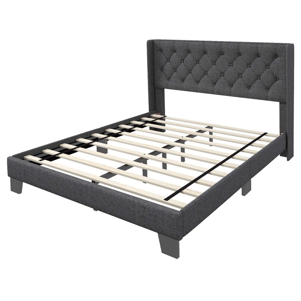 Full/ Queen/ Twin Size Upholstered Platform Bed Headboard Foundation