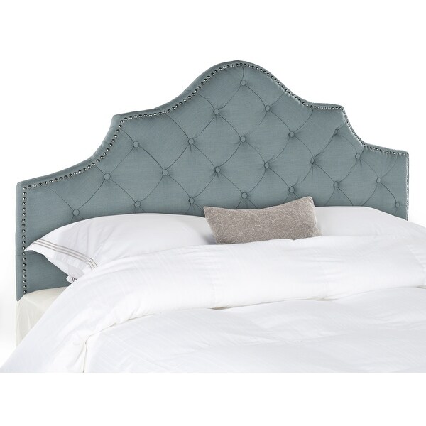 SAFAVIEH Arebelle Sky Blue Upholstered Tufted Headboard - Silver Nailhead (Queen) - - 9989379