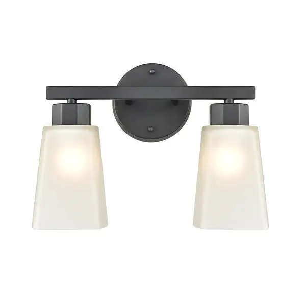 Millennium Lighting Coley 2 or 3 Light Vanity Fixture in Brushed Nickel or Matte Black with Frosted Glass Shades