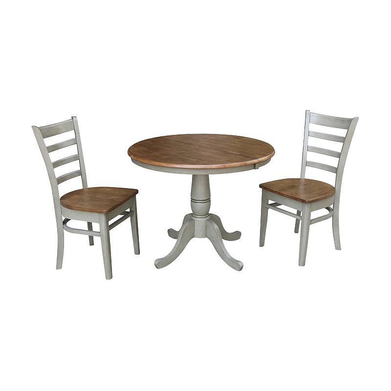 International Concepts Round Dining Table and Chair 3-piece Set