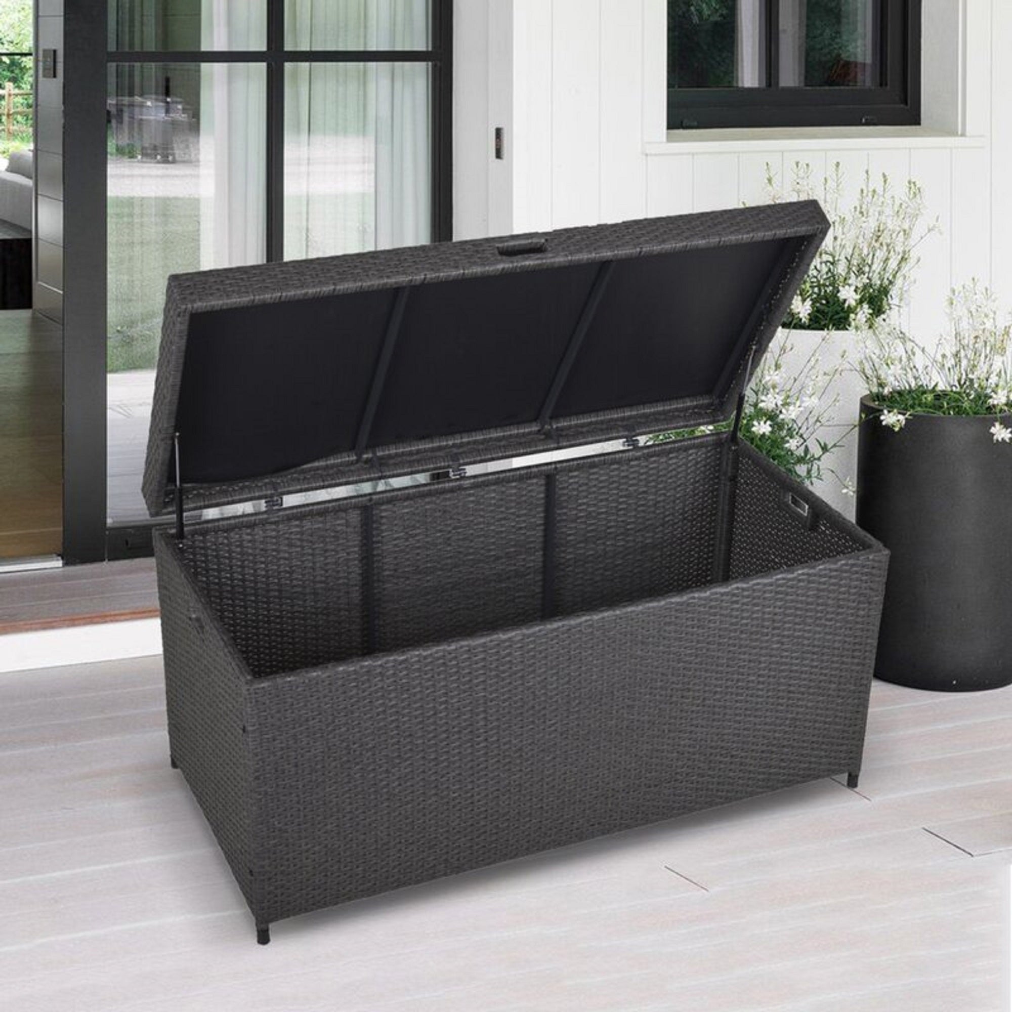 Cozyhom 140 Galllons Storage Box,Outdoor All Weather Bin Deck Box,Gray