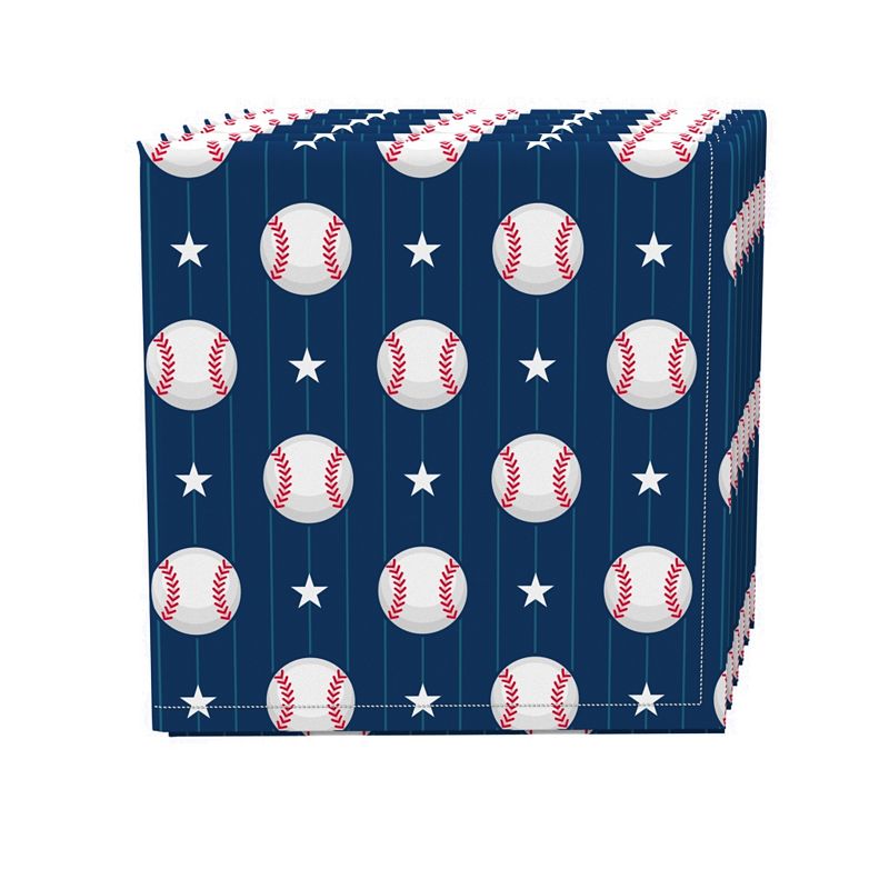 Napkin Set of 4， 100% Cotton， 20x20， Baseball Stripe