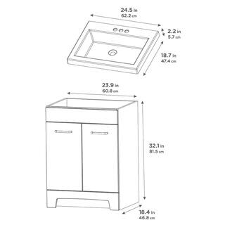 Glacier Bay Stancliff 24.5 in. W x 18.8 in. D x 34.3 in. H Freestanding Bath Vanity in Elm Sky with White Cultured Marble Top ST24P2-EK