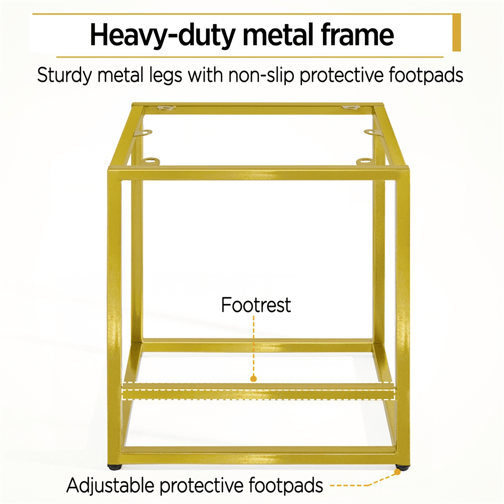 Topeakmart 2pcs 24''H Backless Bar Stools Upholster Kitchen Counter with Gold Frame， Gray