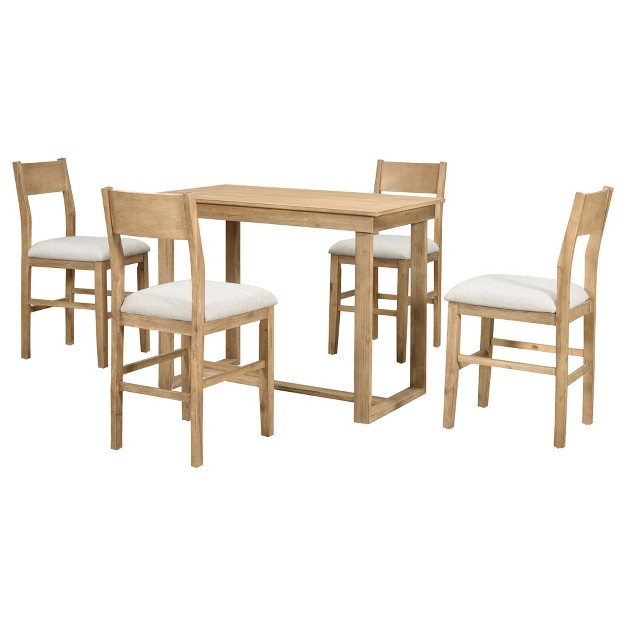 5 piece Farmhouse Counter Height Dining Table Set With 1 Rectangular Dining Table And 4 Dining Chairs For Small Places Modernluxe