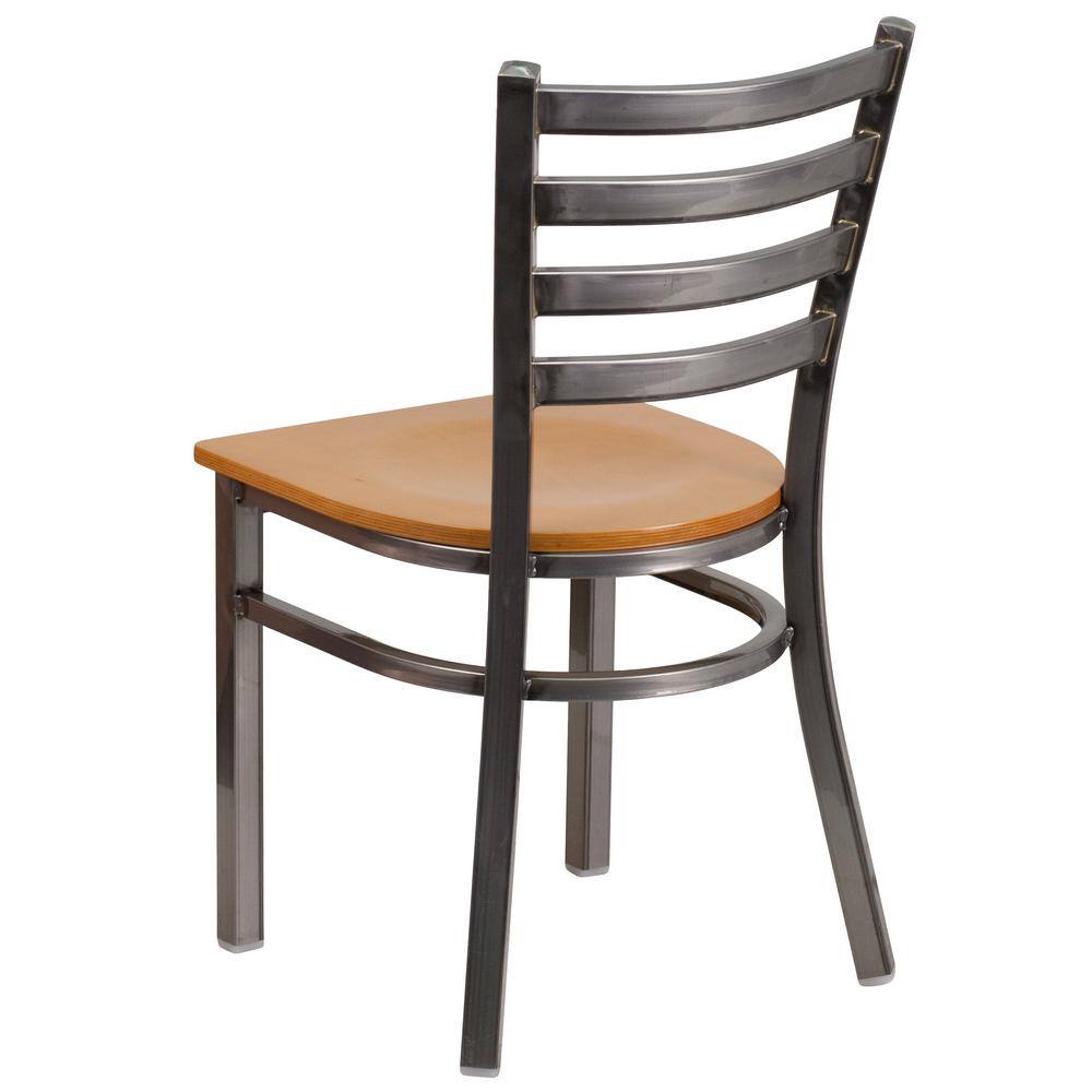 Carnegy Avenue Natural Wood SeatClear Coated Metal Frame Restaurant Chairs (Set of 2) CGA-XU-167414-NA-HD