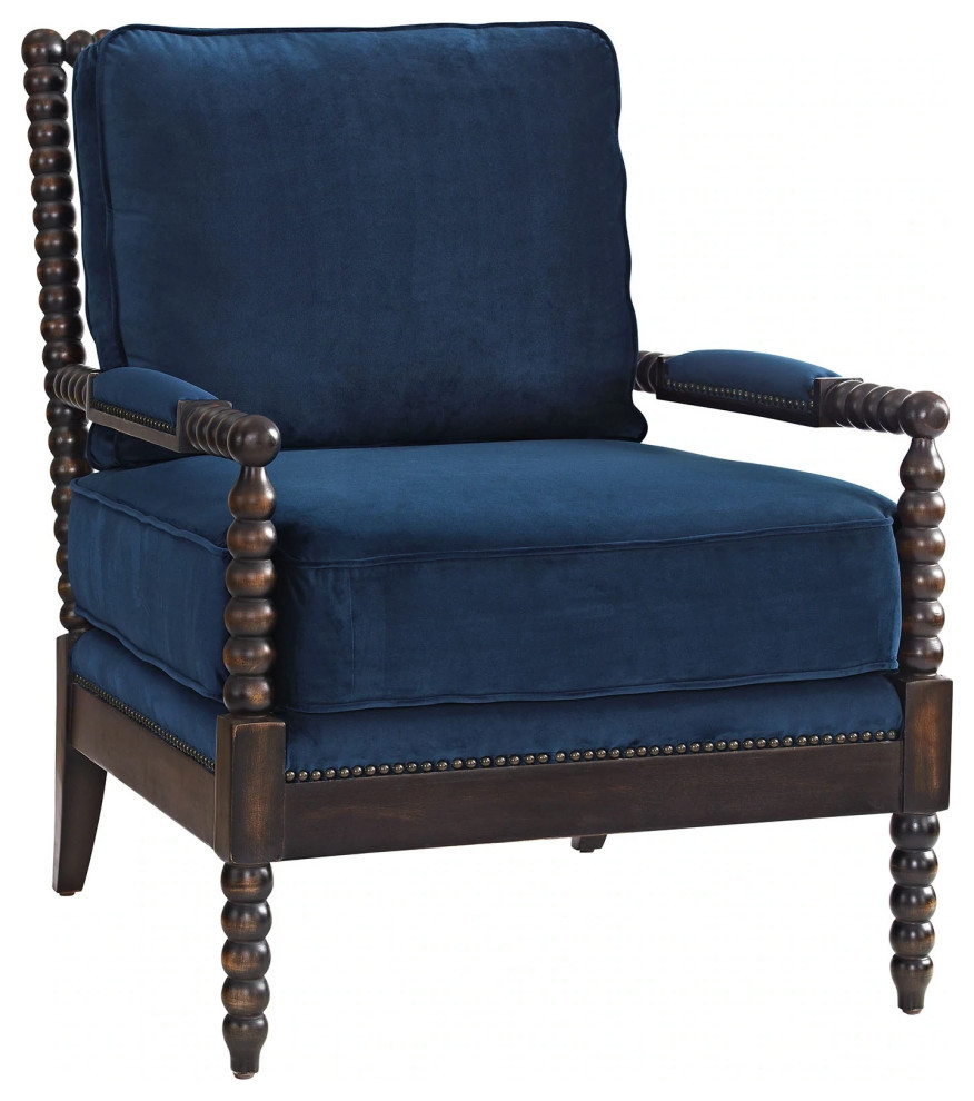 Lilibet Navy Velvet Armchair   Traditional   Armchairs And Accent Chairs   by Love Sofa  Houzz