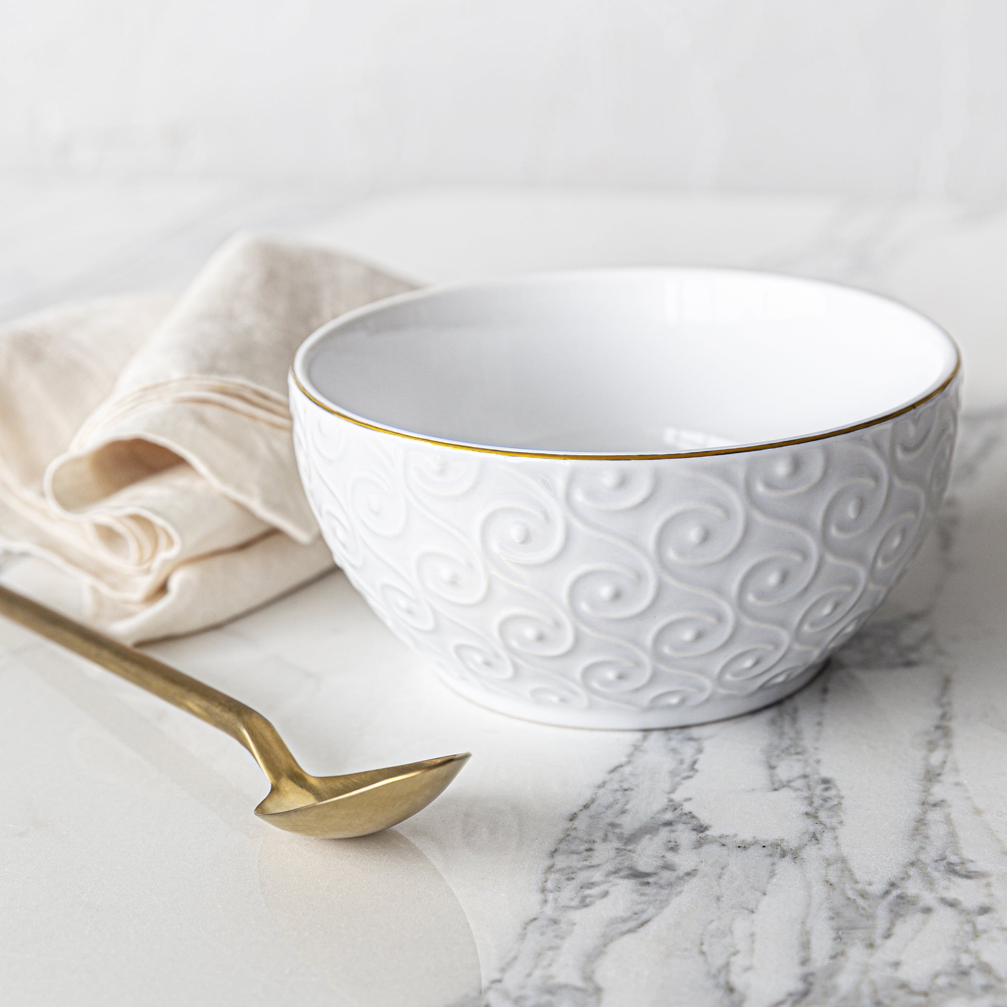 Sofia Home 4 Pack White Stoneware Bowls by Sofia Vergara