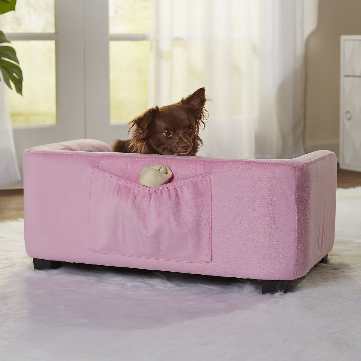 Enchanted Home Pet Surrey Cat and Dog Sofa Bed， Small (Pink)