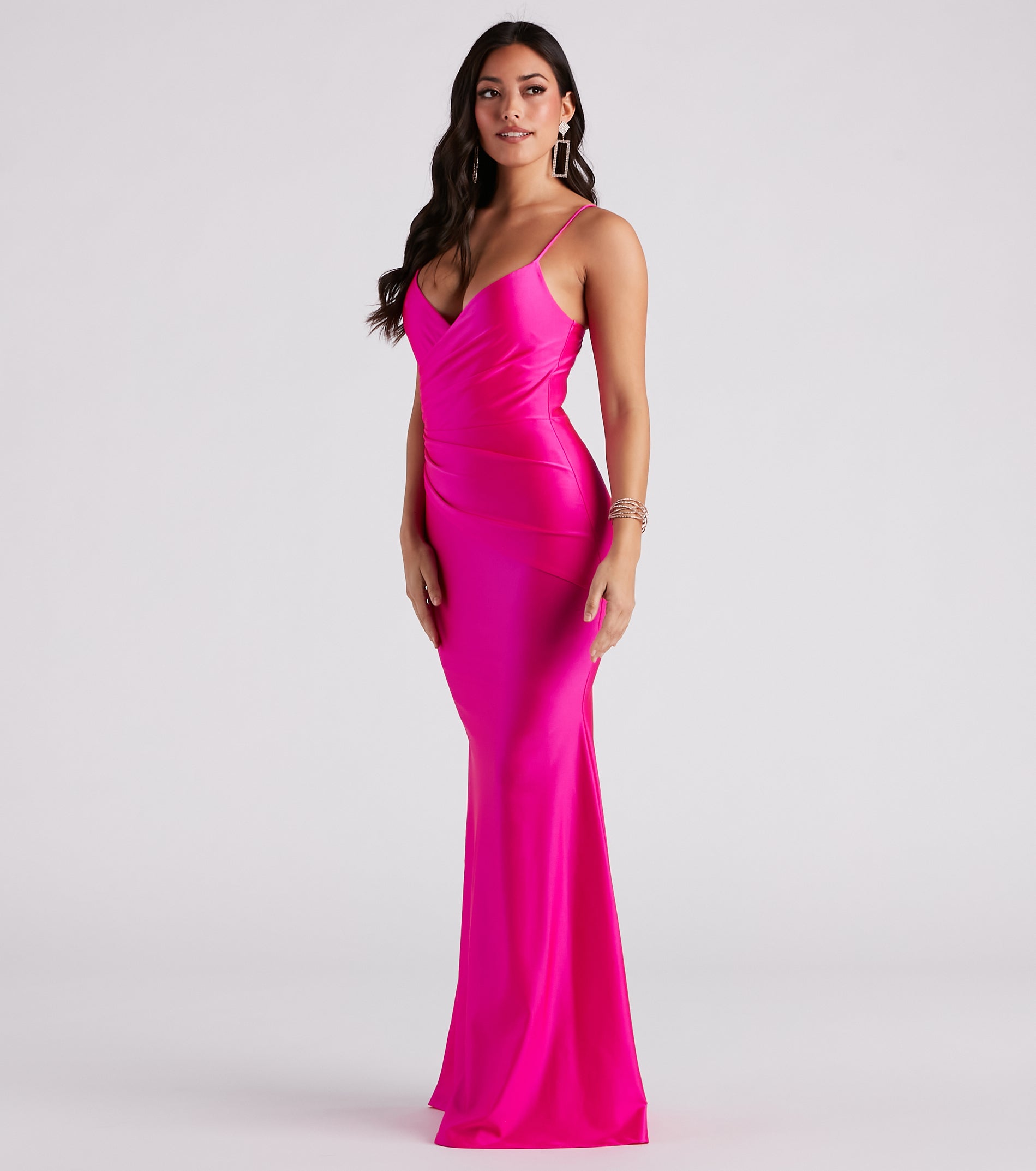 Keyla Satin Wrap A-Line Formal Dress