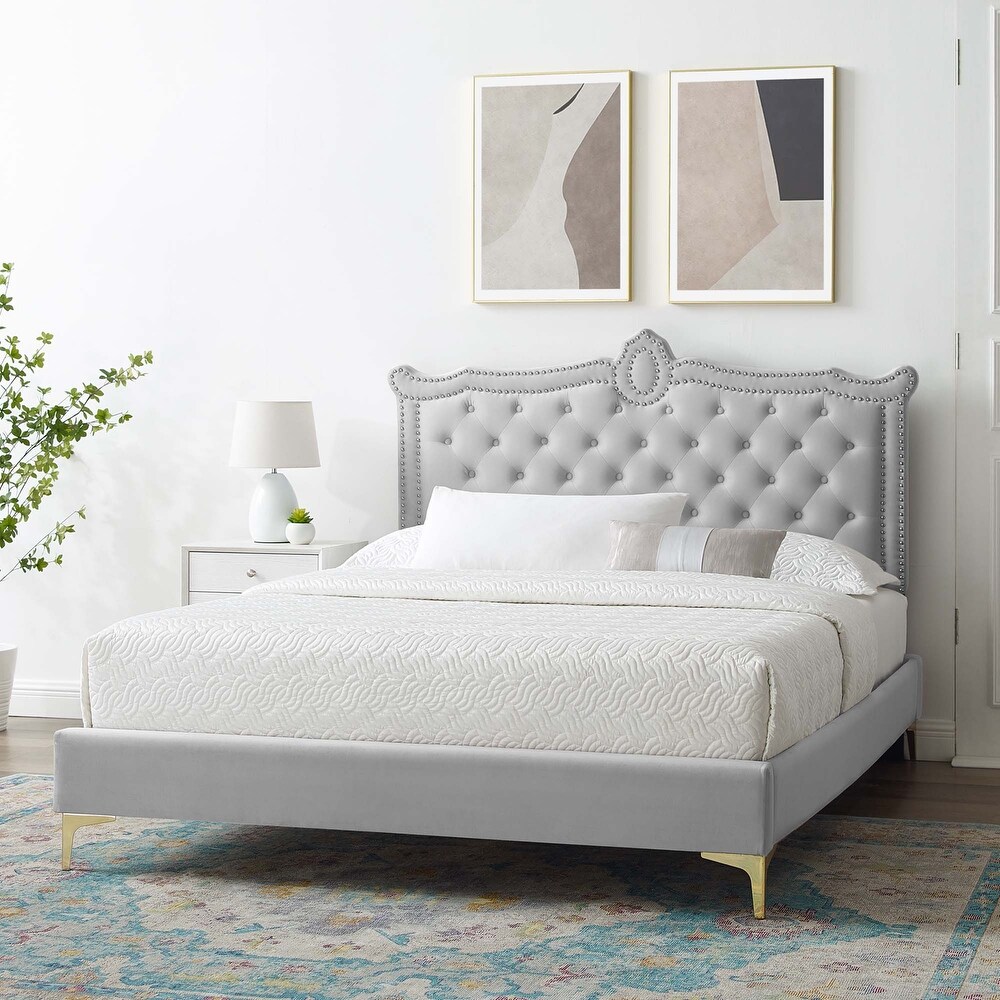 Clara Performance Velvet Queen Platform Bed