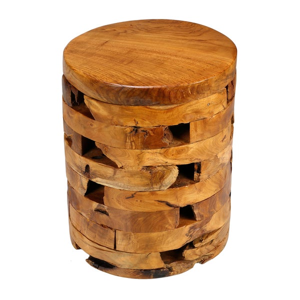 Bare Decor Stonehenge Solid Teak Wood Stump End Table