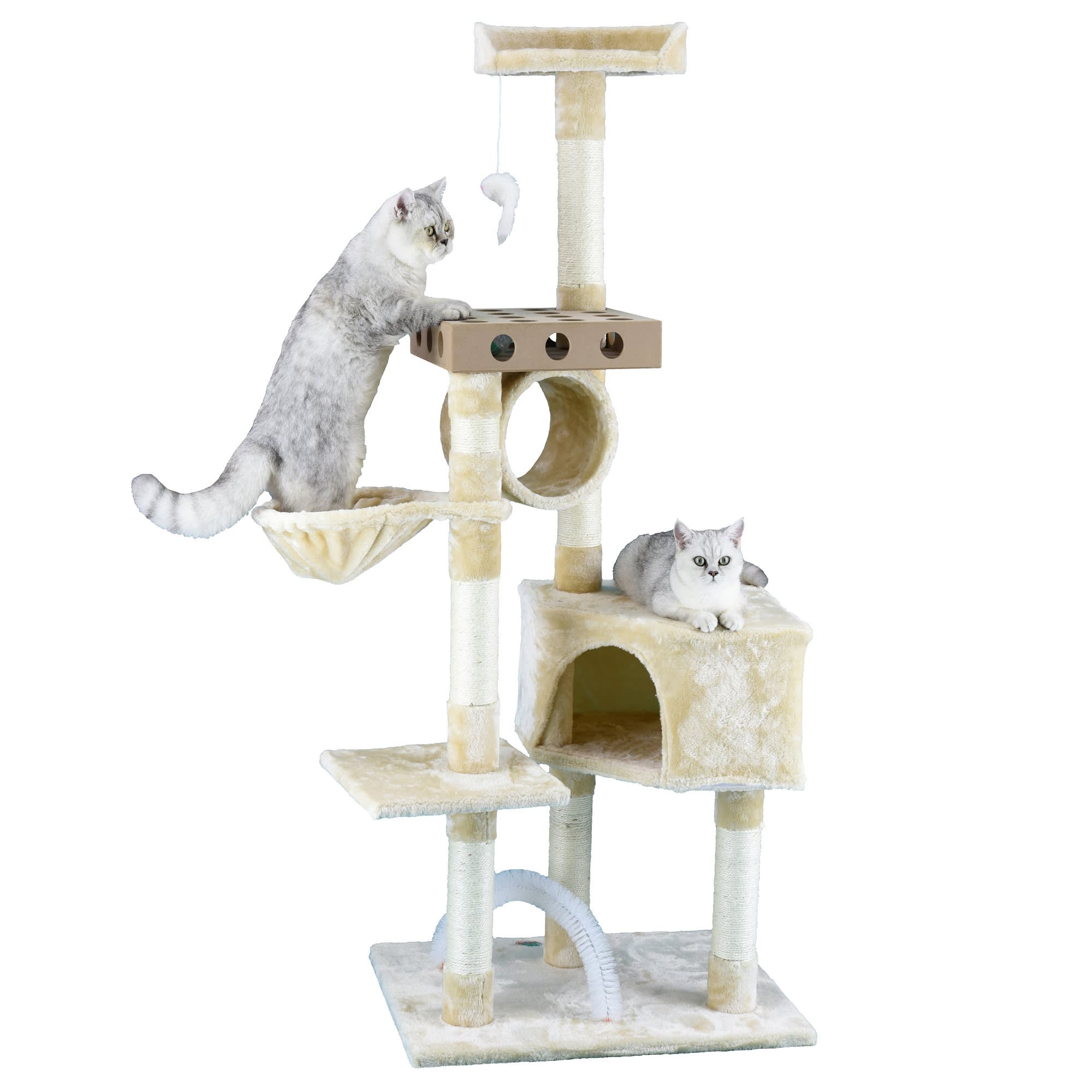 Go Pet Club IQ Busy Box Cat Condo with Sisal Covered Scratching Posts SF066， 60