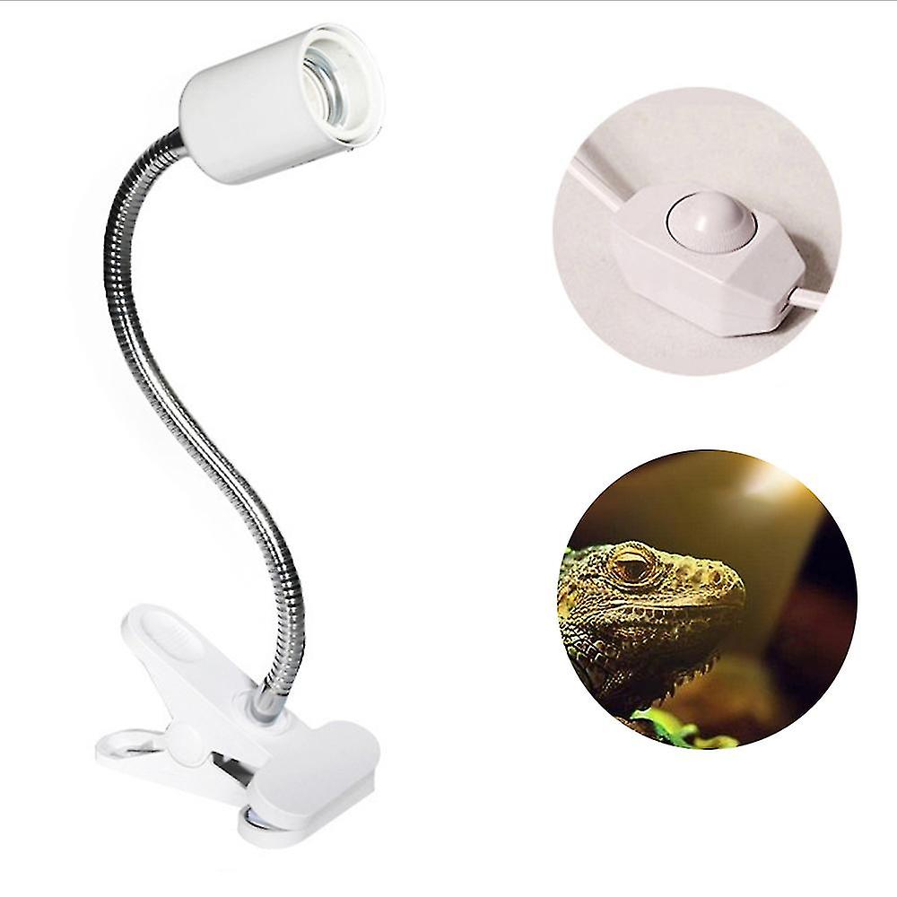 Miman Reptile Heat Lamp Tortoise Basking Spot Lamp Turtle 360rotatable Light Clamp Flexible Ceramic Clip Desk Light Holder Socket With Dimmable Switch