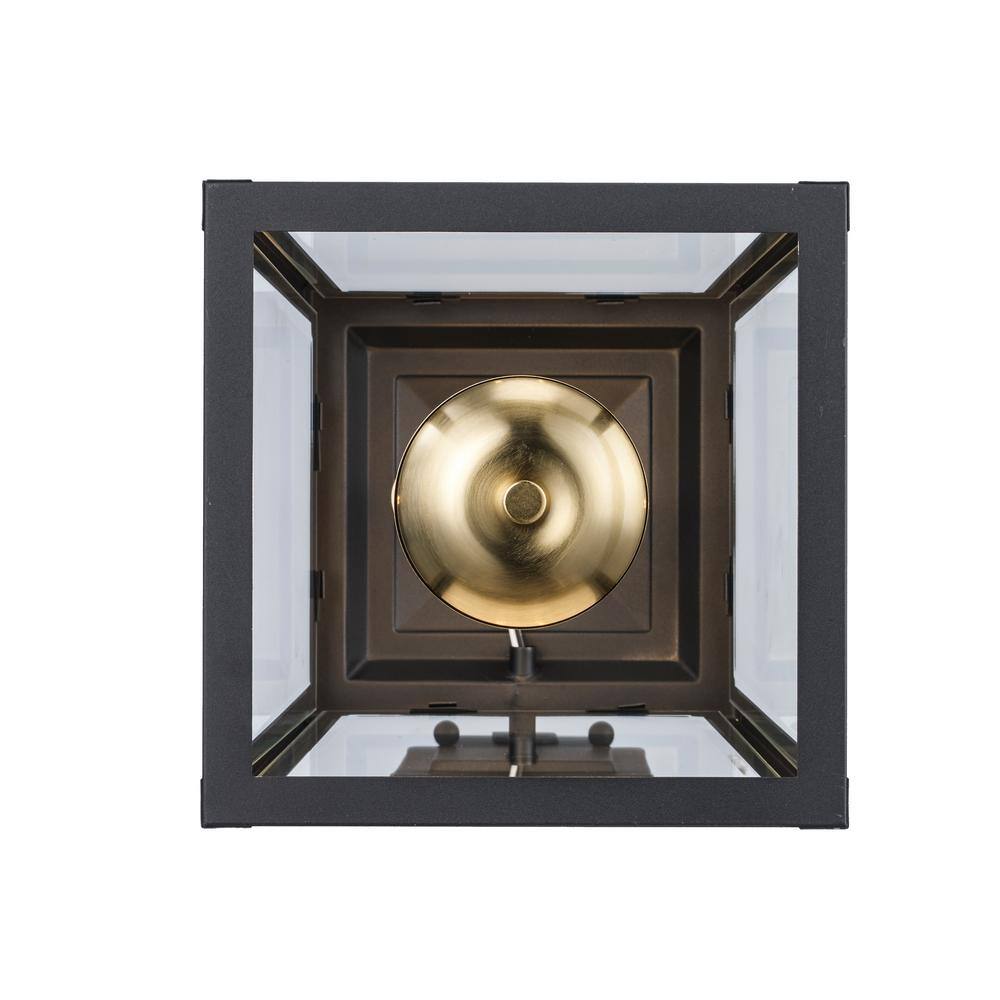 Home Decorators Collection Blakeley Transitional 2-Light Black and Brass Outdoor Wall Light Fixture with Clear Beveled Glass L-19905BKBRASS