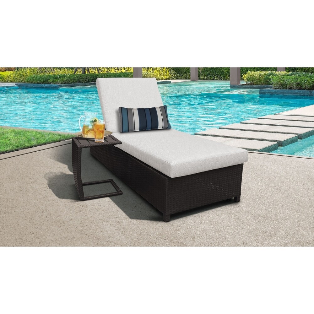 Belle Wheeled Chaise Outdoor Wicker Patio Furniture and Side Table